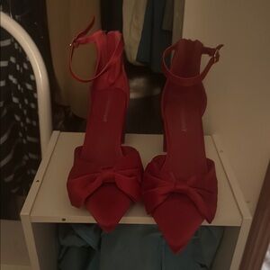 Lane Bryant Red Heels with Bow Detail